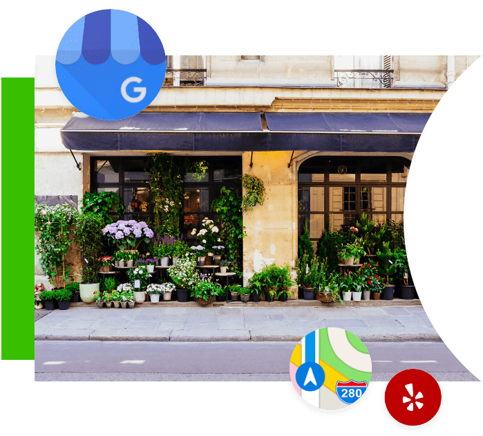 Listings storefront with a variety of potted plants