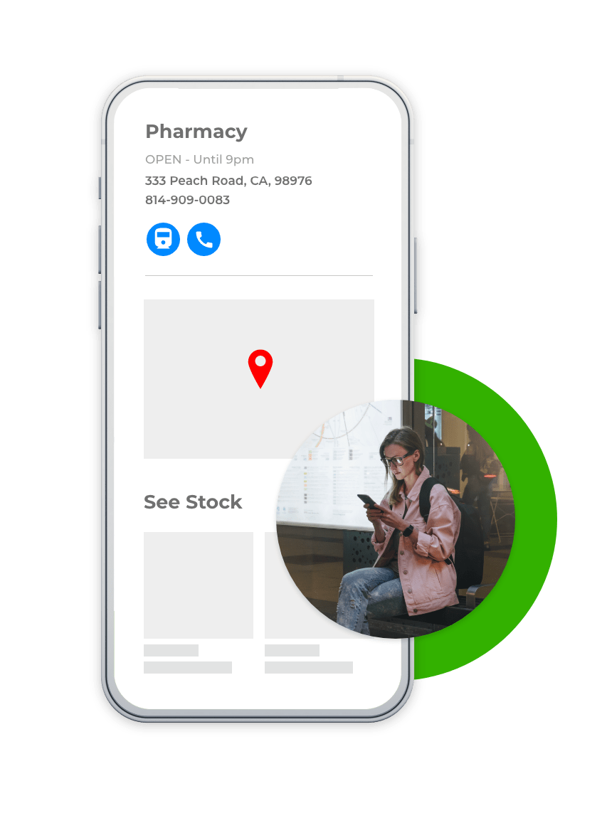 person browsing pharmacy's local page on phone
