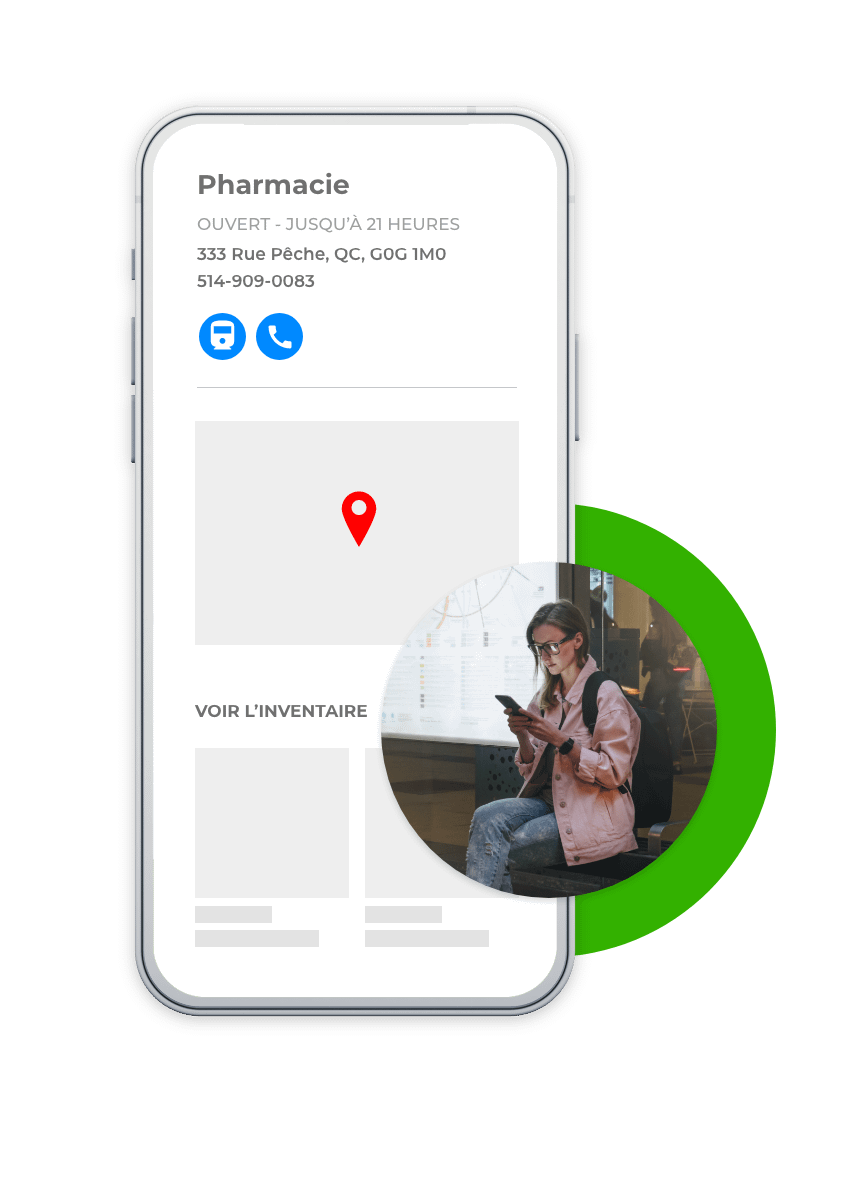 person browsing pharmacy's local page on phone